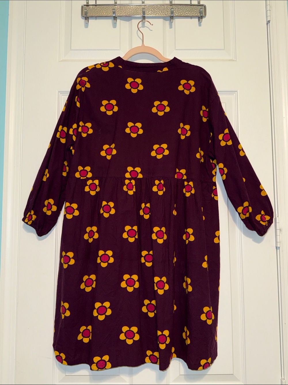 Mata Traders Plum Dress with Yellow & Pink Floral Print - Picture 6 of 7